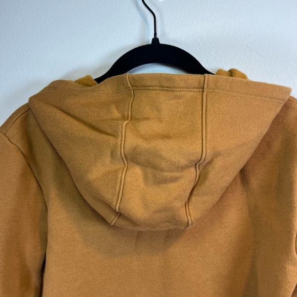 Carhartt Youth Full Zip HoodieSweatshirt Brown Spell Out Logo Pockets Kids 10/12 - Picture 11 of 13